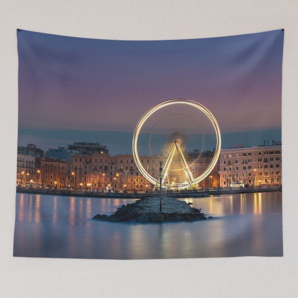 Item preview, Illuminated giant Ferris in Bari, Italy at night designed and sold by mitzobs.