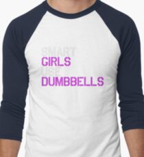 Smart Girls Use Dumbbells (wht/pnk) Men's Baseball ¾ T-Shirt