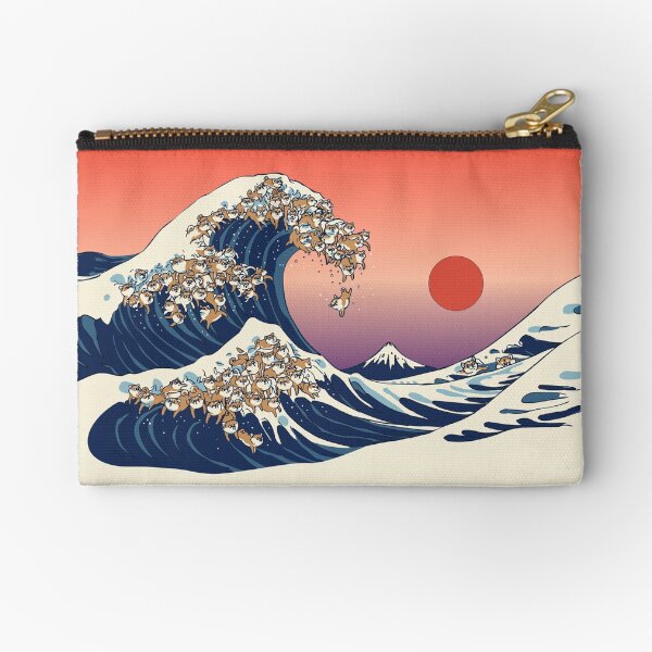 The Great Wave of Shiba Inu Zipper Pouch