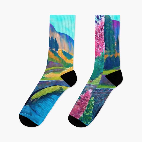 Item preview, Landscape autum river bridge gouache painting designed and sold by horseaddicted.