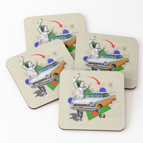 Item preview, Dancing Girl Big American Car Collage designed and sold by KALEIDOSCOPE UK.