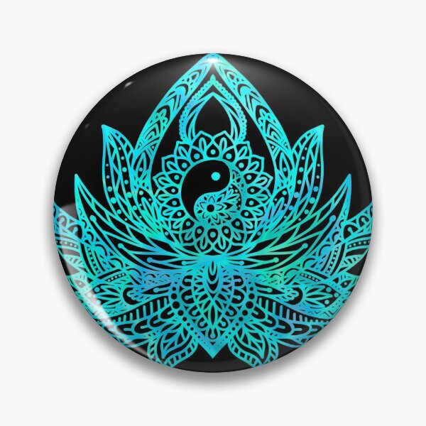Item preview, Yin Yang Lotus - Blue Holo on Black designed and sold by halconiandesign.