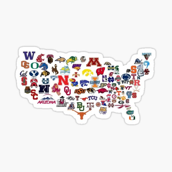 College Sports Logo Map Sticker