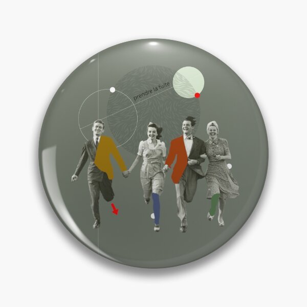 Item preview, Four People Running Green with Circles Vintage Couples designed and sold by KALEIDOSCOPE UK.