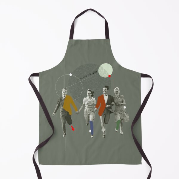 Item preview, Four People Running Green with Circles Vintage Couples designed and sold by KALEIDOSCOPE UK.