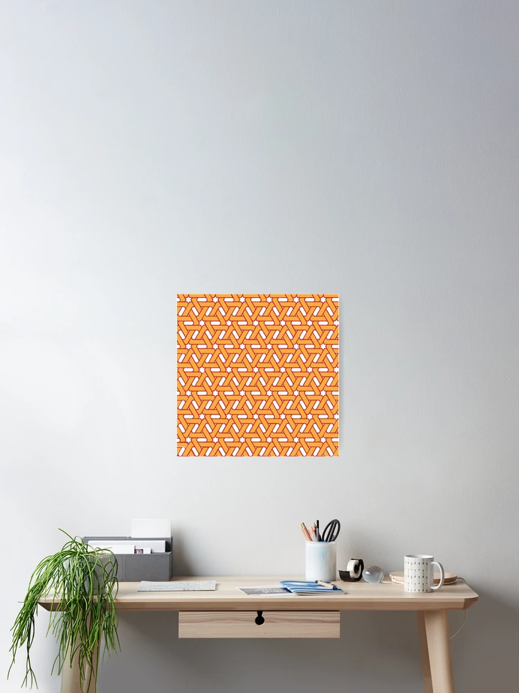 Thumbnail 2 of 3, Poster, Orange trangle pattern network  designed and sold by Rajzone.