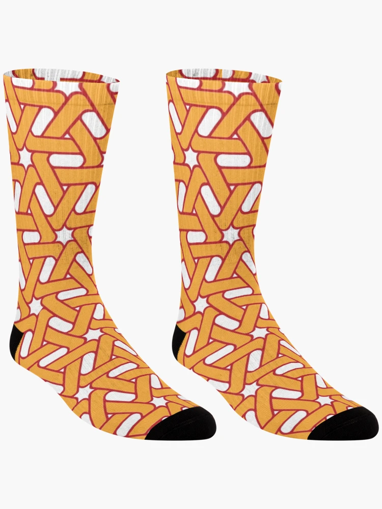 Thumbnail 3 of 5, Socks, Orange trangle pattern network designed and sold by Rajzone.
