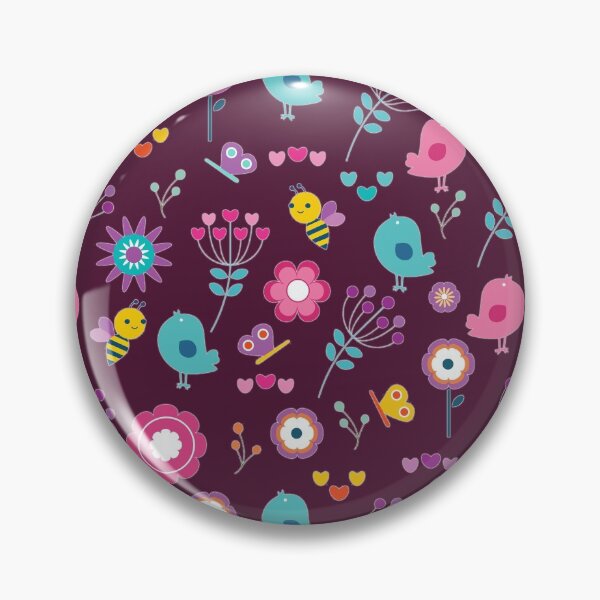 Item preview, Colourful Birds Bees Butterflies and Flowers Pattern on Wine Berry Color designed and sold by simpleones.