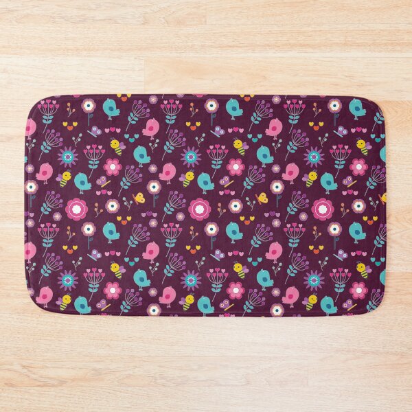 Item preview, Colourful Birds Bees Butterflies and Flowers Pattern on Wine Berry Color designed and sold by simpleones.