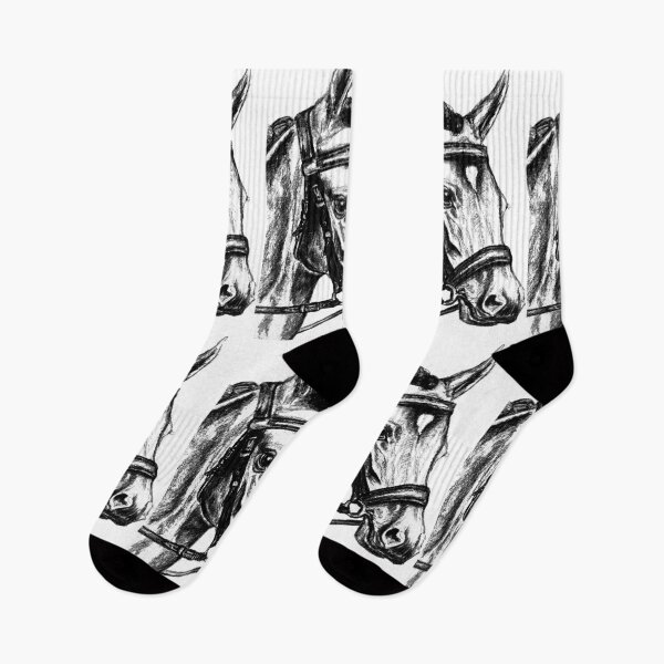Item preview, black and whita horse sketch designed and sold by horseaddicted.