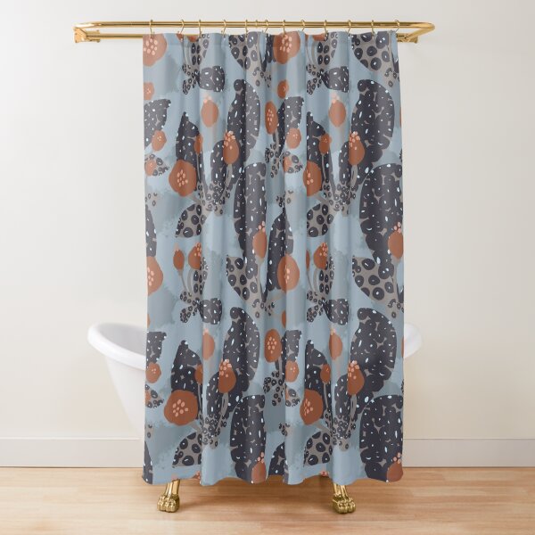 Nordic Orange Flower Shower Curtains Redbubble