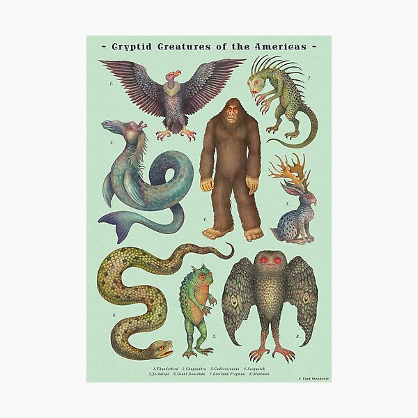Cryptids of the Americas, Cryptozoology species Photographic Print