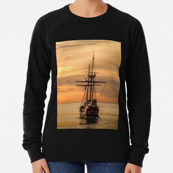 Sunset Sail Ship Lightweight Sweatshirt