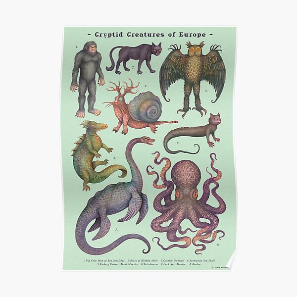 Cryptids of Europe, Cryptozoology species Poster