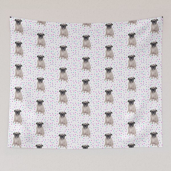 Item preview, Coco The Pug with Colorful Polka Dots designed and sold by CoconatStudio.