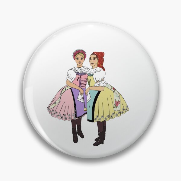 Item preview, Girls of Velke Pavlovice / Holky z Velke Pavlovic on yellow, Czech folklore, Moravian folklore, designed and sold by Naty Design Prague.