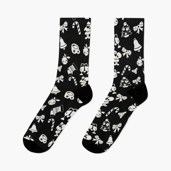 Item preview, Christmas snowflake,Jingle bells, Santa Claus, candy, tree, black & white designed and sold by Patternsonly.