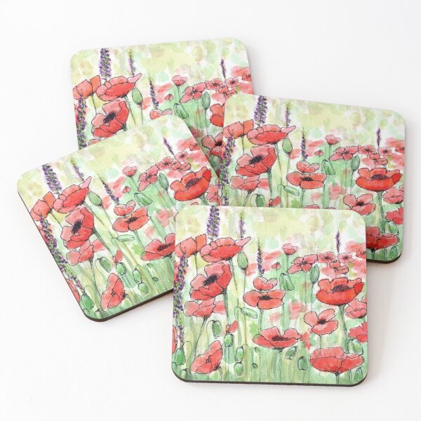 Item preview, Red poppy fields watercolour painting designs. Creative person. designed and sold by LaBellCreative.