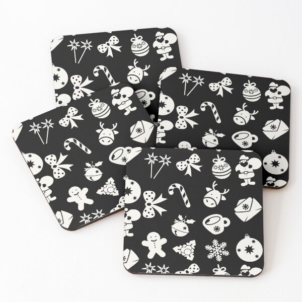 Item preview, Christmas snowflake,Jingle bells, Santa Claus, candy, tree, black & white  designed and sold by Patternsonly.