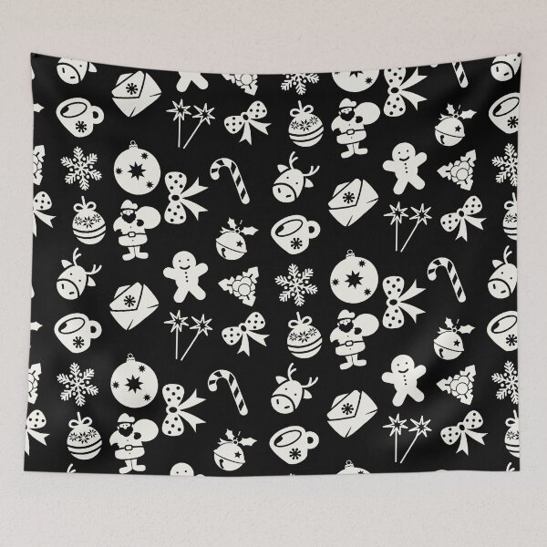 Item preview, Christmas snowflake,Jingle bells, Santa Claus, candy, tree, black & white  designed and sold by Patternsonly.