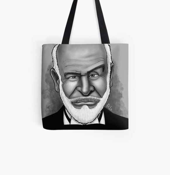 Sean Connery Caricature Portrait All Over Print Tote Bag