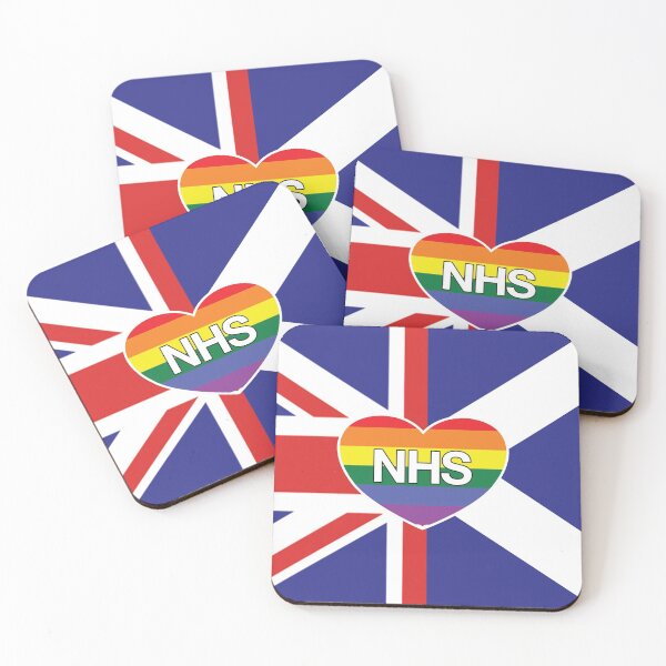Item preview, NHS in Heart with Rainbow Background/Flag in Heart (Union + Scotland Flag - V8) designed and sold by Sarb Singh.
