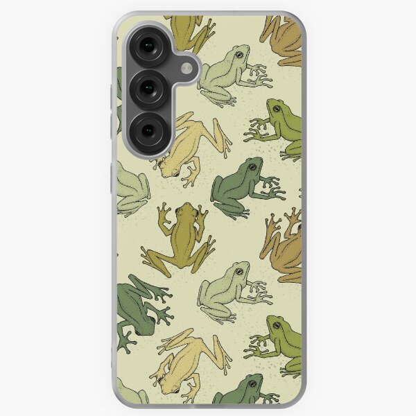  Seamless pattern with asian tree frogs. Hand-drawn ink illustration Samsung Galaxy Soft Case