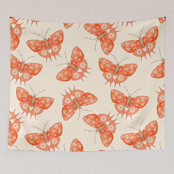 Item preview, Peach perfect butterfly folkart painting designed and sold by Prita-D.