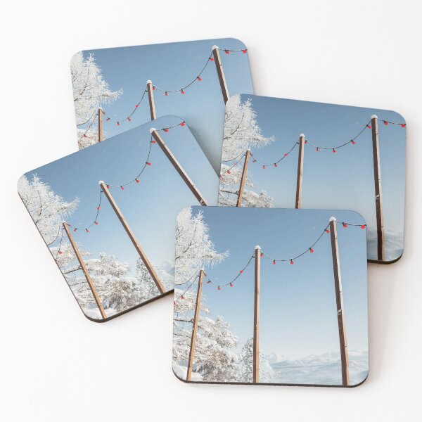 Item preview, Christmas Snowy Scene with Red Christmas Lights designed and sold by JJMT Photography.