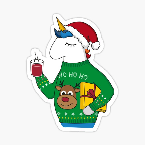 Weihnachts-Einhorn im Ugly Sweater Sticker