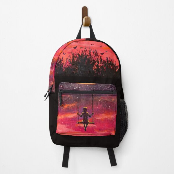Item preview, Girl riding on big moon planet fantasy art. designed and sold by rybakowvalery.