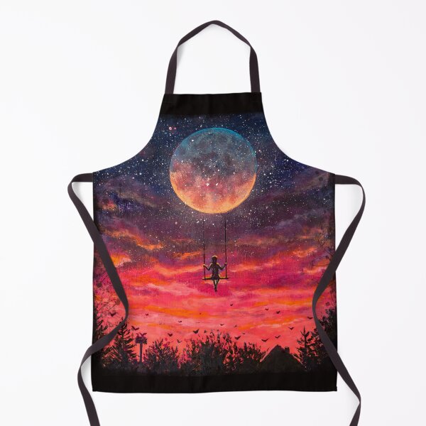 Item preview, Girl riding on big moon planet fantasy art. designed and sold by rybakowvalery.