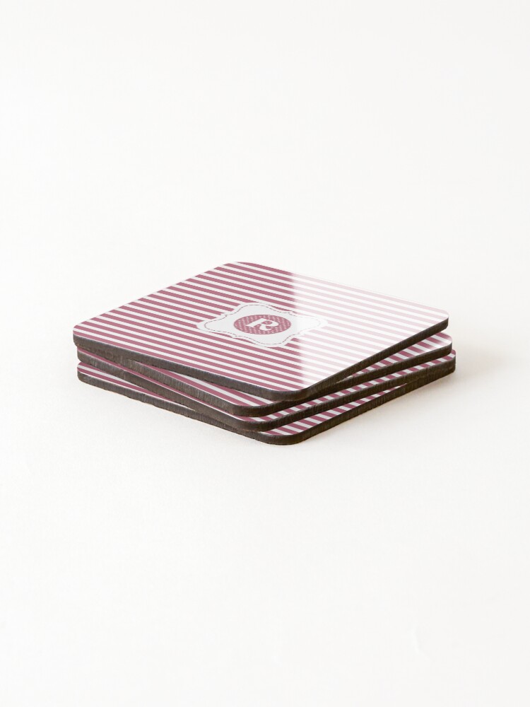 Thumbnail 4 of 5, Coasters (Set of 4), Striped Letter R designed and sold by MonogramMonkey.