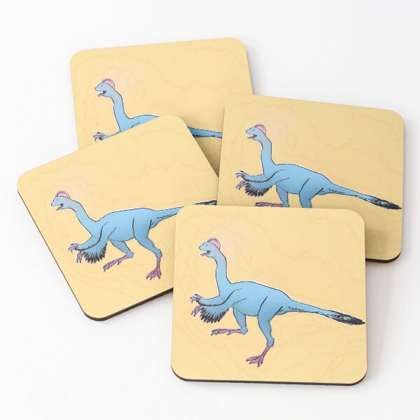 Item preview, Dinosaurs! Silly blue and pink oviraptor on yellow background designed and sold by tostoini.