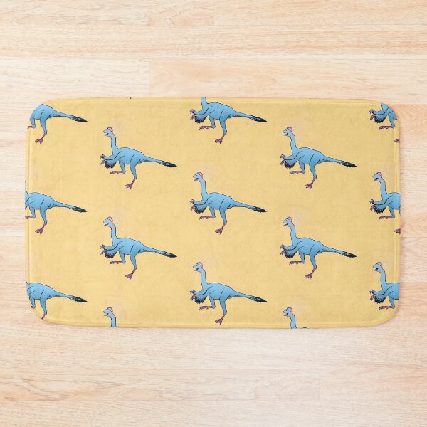 Item preview, Dinosaurs! Silly blue and pink oviraptor on yellow background designed and sold by tostoini.