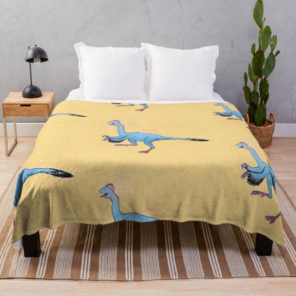 Item preview, Dinosaurs! Silly blue and pink oviraptor on yellow background designed and sold by tostoini.