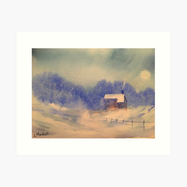 Moonlight Snowstorm Art Print