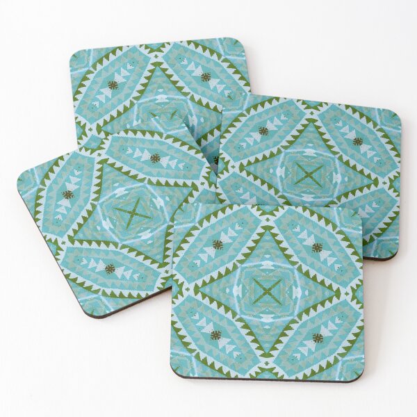 Item preview, Kilim Rug design Print of Oriental Persian pattern, Runner Blue Green designed and sold by ZenArt-Fern.