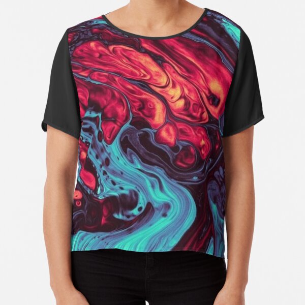 Acrylic Fluid Abstract Chiffon Top