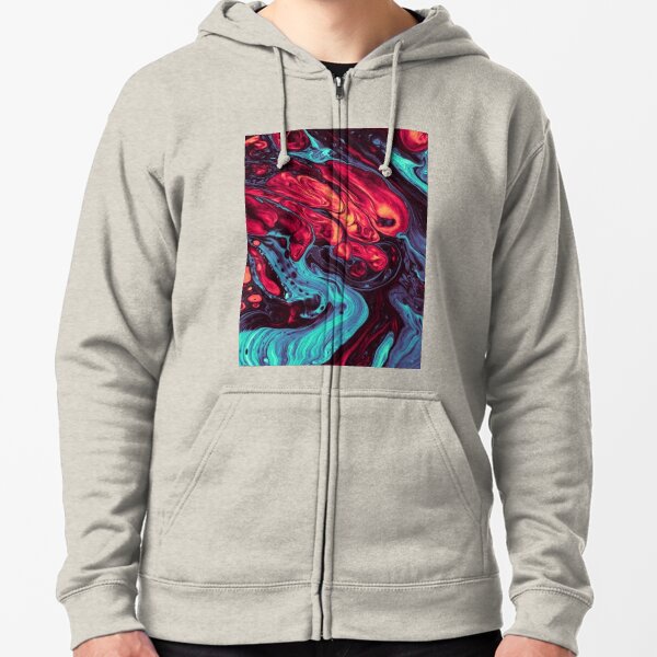 Acrylic Fluid Abstract Zipped Hoodie