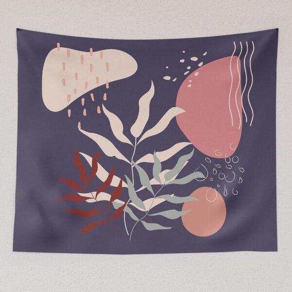 Item preview, Abstract shapes lines and plant leaves digital design illustration 74 designed and sold by MyBlackDreams.