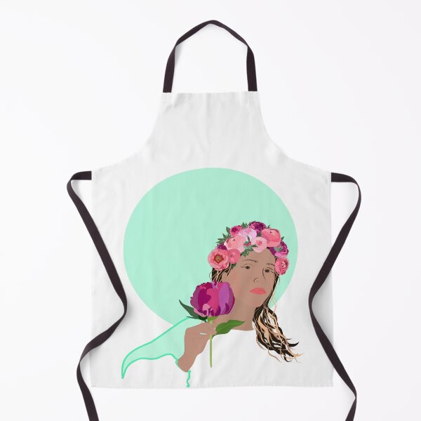 Item preview, Girl in flower crown with a peony on mint designed and sold by orangerinka.
