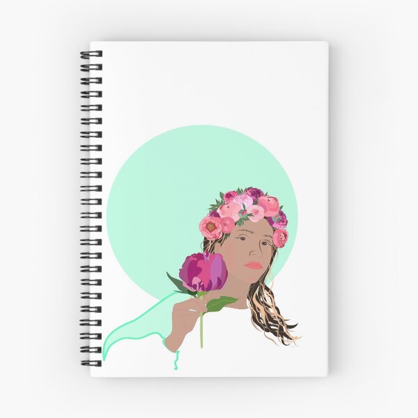 Item preview, Girl in flower crown with a peony on mint designed and sold by orangerinka.