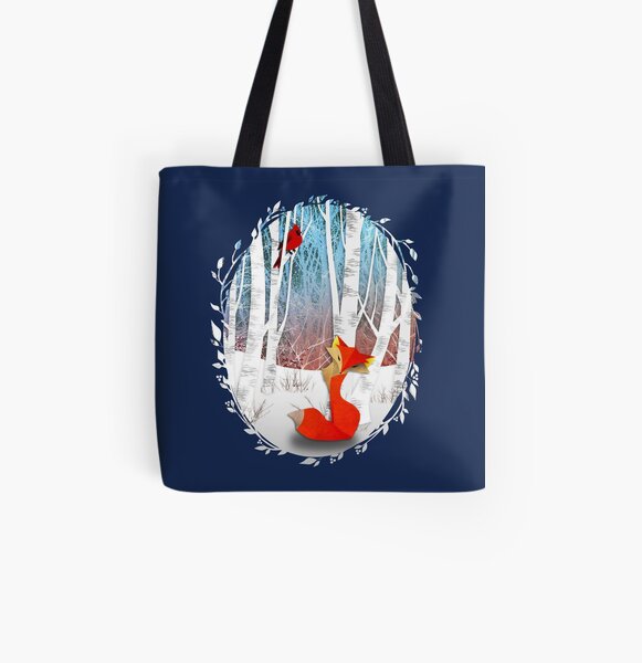 The Cardinal and The Fox All Over Print Tote Bag