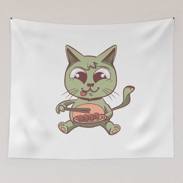 Item preview, Cute kitten eats sushi designed and sold by DerSenat.