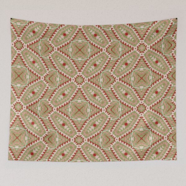 Item preview, Kilim Rug design Print of Oriental Persian pattern, Runner Rust,green,pink designed and sold by ZenArt-Fern.