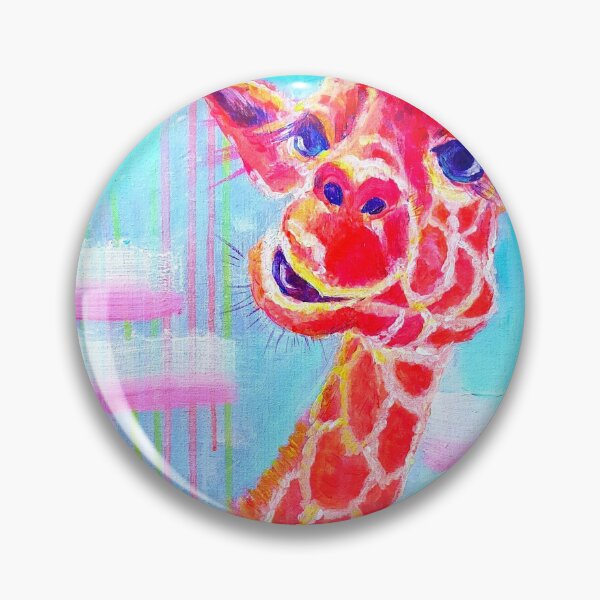 Item preview, Giraffe on blue background, zoo gang animal art designed and sold by orangerinka.