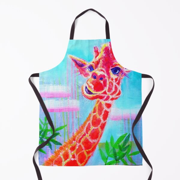 Item preview, Giraffe on blue background, zoo gang animal art designed and sold by orangerinka.