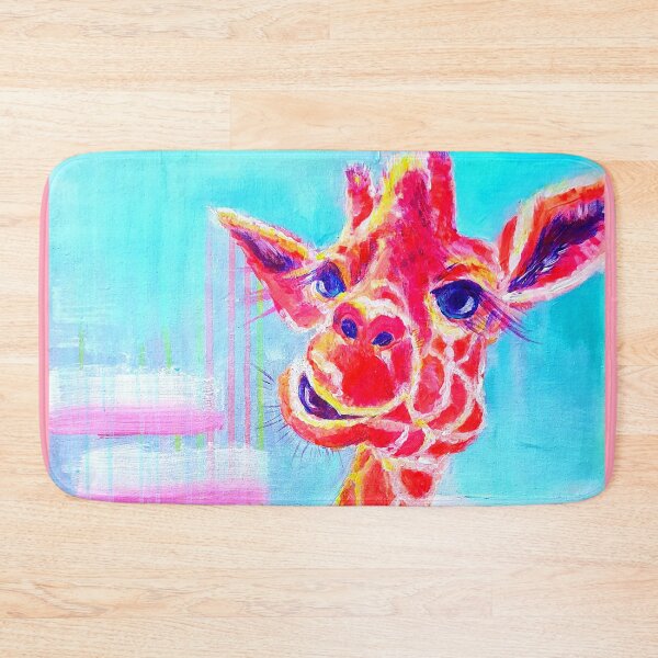 Item preview, Giraffe on blue background, zoo gang animal art designed and sold by orangerinka.