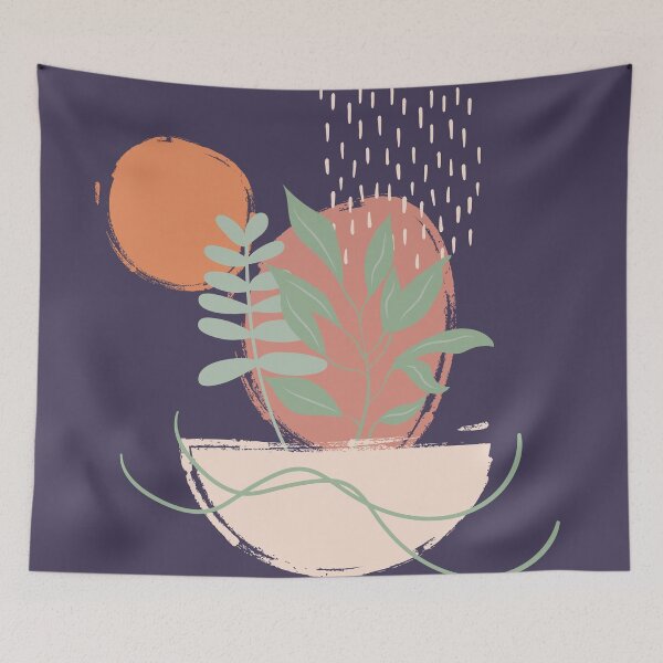 Item preview, Abstract shapes lines and leaves digital design illustration 77 designed and sold by MyBlackDreams.